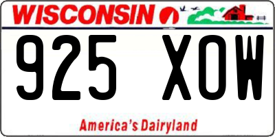 WI license plate 925XOW
