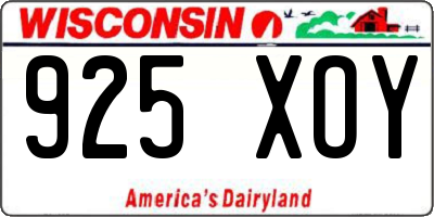 WI license plate 925XOY