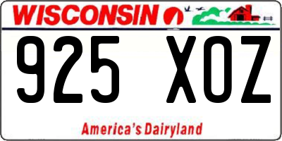 WI license plate 925XOZ