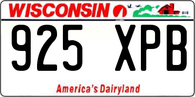 WI license plate 925XPB