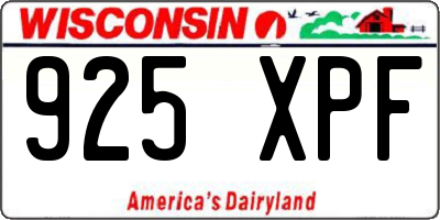 WI license plate 925XPF