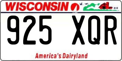 WI license plate 925XQR