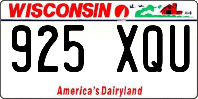 WI license plate 925XQU