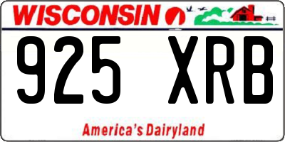 WI license plate 925XRB