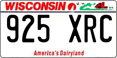 WI license plate 925XRC