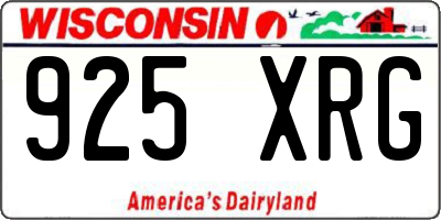 WI license plate 925XRG
