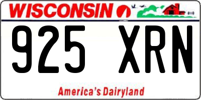 WI license plate 925XRN