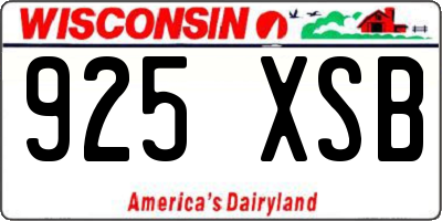 WI license plate 925XSB