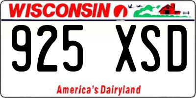 WI license plate 925XSD