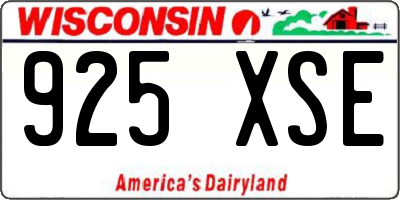 WI license plate 925XSE