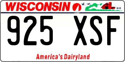 WI license plate 925XSF