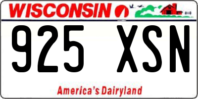 WI license plate 925XSN
