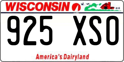 WI license plate 925XSO