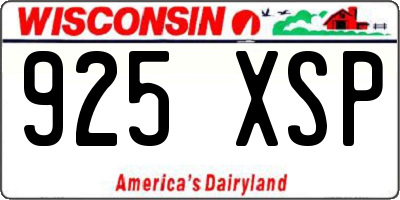 WI license plate 925XSP