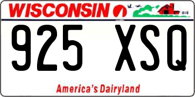 WI license plate 925XSQ