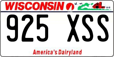 WI license plate 925XSS