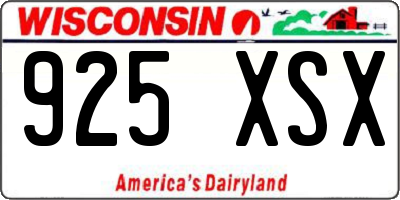 WI license plate 925XSX