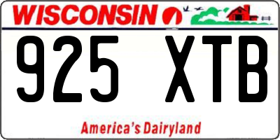 WI license plate 925XTB