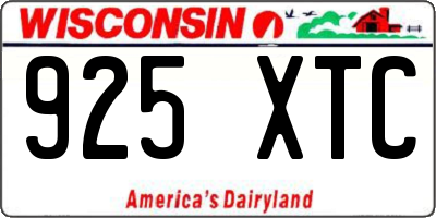 WI license plate 925XTC