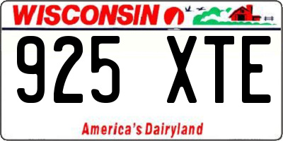 WI license plate 925XTE