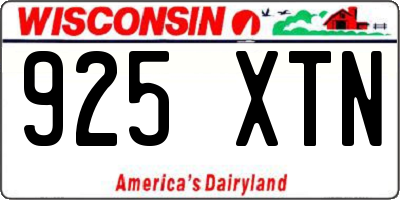 WI license plate 925XTN