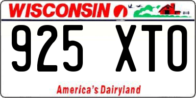 WI license plate 925XTO