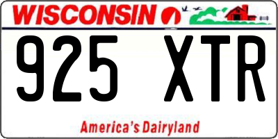 WI license plate 925XTR