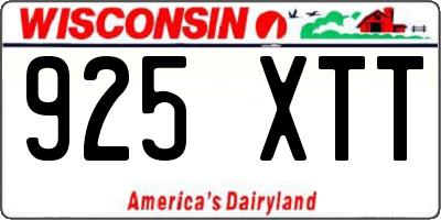 WI license plate 925XTT