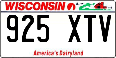 WI license plate 925XTV
