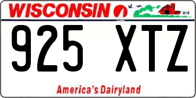 WI license plate 925XTZ