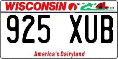 WI license plate 925XUB