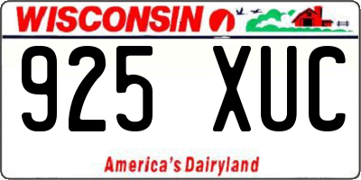 WI license plate 925XUC