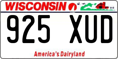 WI license plate 925XUD