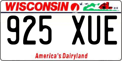 WI license plate 925XUE