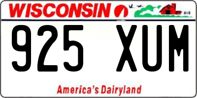 WI license plate 925XUM