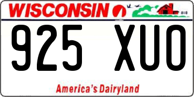 WI license plate 925XUO