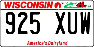 WI license plate 925XUW