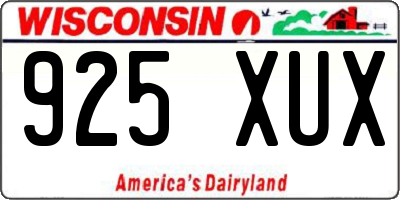 WI license plate 925XUX