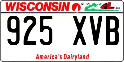WI license plate 925XVB