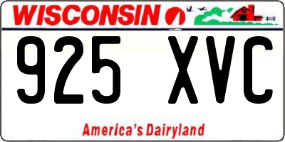 WI license plate 925XVC