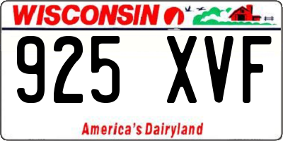 WI license plate 925XVF