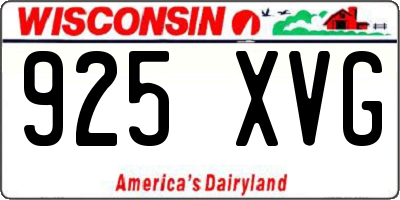 WI license plate 925XVG