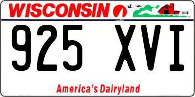 WI license plate 925XVI
