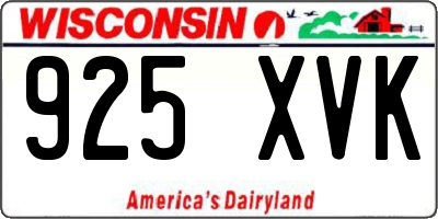 WI license plate 925XVK