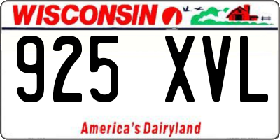 WI license plate 925XVL