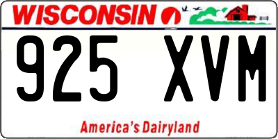 WI license plate 925XVM