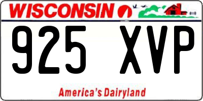 WI license plate 925XVP