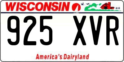 WI license plate 925XVR