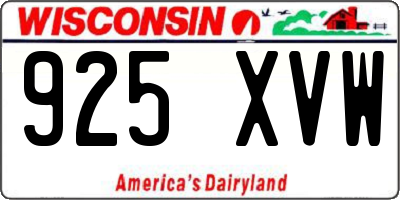 WI license plate 925XVW