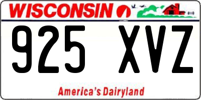 WI license plate 925XVZ